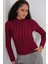 Kadın Bdart Dokulu Slim Fit Dik Yaka Bluz Bordo Kırmızı 2