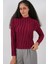 Kadın Bdart Dokulu Slim Fit Dik Yaka Bluz Bordo Kırmızı 5