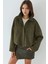 Kadın Yumuşak Dokulu Süet Bomber Ceket Haki Yeşil 1