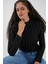 Kadın Bdart Dokulu Slim Fit Dik Yaka Bluz Siyah 3