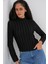 Kadın Bdart Dokulu Slim Fit Dik Yaka Bluz Siyah 5