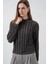 Kadın Bdart Dokulu Slim Fit Dik Yaka Bluz Kömür Grisi 2