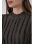 Kadın Bdart Dokulu Slim Fit Dik Yaka Bluz Kömür Grisi 5
