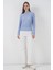 Kadın Bdart Dokulu Slim Fit Dik Yaka Bluz Maya Mavisi 2