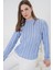 Kadın Bdart Dokulu Slim Fit Dik Yaka Bluz Maya Mavisi 3