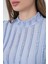 Kadın Bdart Dokulu Slim Fit Dik Yaka Bluz Maya Mavisi 5