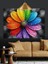 Gökkuşağı Rengi Çiçek Soyut Dekoratif Kanvas - Mdf Ahşap Tablo 1