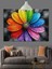 Gökkuşağı Rengi Çiçek Soyut Dekoratif Kanvas - Mdf Ahşap Tablo 3