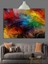 Canlı Renklerde Soyut Fırça Darbesi Dekoratif Kanvas - Mdf Ahşap Tablo 5