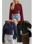Siyah - Lacivert - Bordo 3lü Paket Kadın Uzun Kollu Belden Oturtmalı Bluz 1