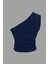 Kadın Lacivert Tek Omuzlu Basic Dar Kesim Slim Fit Bluz 4