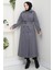 Kışlık Kaşe Kadın Kaban Çift Düğme Genç Spor Model Araboy Gri 57026 1