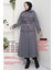 Kışlık Kaşe Kadın Kaban Çift Düğme Genç Spor Model Araboy Gri 57026 3