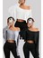 Siyah - Beyaz - Gri 3lü Kadın Düşük Omuz Kayık Yaka Oversize Uzun Kollu Crop T-Shirt 1
