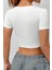 Kadın Kare Yaka Kısa Kollu Yazlık Basic Crop Tişört 6