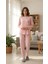 Çiçek Desenli Kadın Pijama Takımı Pembe 1