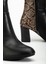 292 Siyah Leopar Desen Detaylı Fermuarlı Yüksek Topuklu Günlük Kadın Bot 5