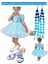 Payet Elsaa Prenses Mavi Kabarık Elbise 2 Adet Mavi Simli Bubble Saç Mavi Topuklu Ayakkabı Seti 1