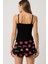 Çilek Baskılı Siyah Askılı Şortlu Pijama Takımı 3