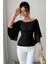 Kadın Beyaz Kayık Yaka Flare Kol Drapeli Fit Bluz 1