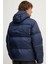Relaxed Fit Down Fill Jacket Kaztüyü Dolgu Sabit Kapüşonlu Lacivert Mont 1