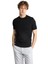Siyah Standart Fit Dar Kalıp Bisiklet Yaka Düz Kısa Kollu Triko Tişört 2
