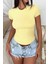 Açık Sarı Bisiklet Yaka Basic Kadın Tişört 1