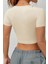 Kadın Kare Yaka Kısa Kollu Yazlık Basic Crop Tişört 5