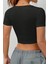 Kadın Kare Yaka Kısa Kollu Yazlık Basic Crop Tişört 6