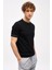 Siyah Standart Fit Dar Kalıp Bisiklet Yaka Düz Kısa Kollu Triko Tişört 2