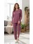Çiçek Desenli Kadın Pijama Takımı Gülkurusu 1