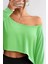 Kadın Düşük Omuz Kayık Yaka Oversize Uzun Kollu Crop T-Shirt 3