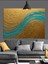 Soyut Altın Mavi Dalgalar Dekoratif Kanvas - Mdf Ahşap Tablo 5