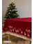 Kırmızı Yılbaşı Desenli Masa Örtüsü – Geyik ve Çam Ağacı Motifli, Şık Yeni Yıl Masa Dekoru 1