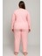 Kadın 0110 Büyük Beden Raporlu Kalın Kışlık Pijama Takımı Pembe 2