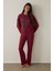 Bordo Kuromi Baskılı Uzun Kollu Pijama Takımı 2