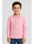 Çocuk Unisex Uzun Kollu Polo Yaka Tshirt Pembe Okul 6-9 Yaş 1