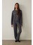 Antrasit Kuromi Baskılı Kayık Yaka Uzun Kollu Pijama Takımı 4