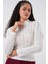 Kadın Bdart Dokulu Slim Fit Dik Yaka Bluz Beyaz 3