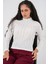 Kadın Bdart Dokulu Slim Fit Dik Yaka Bluz Beyaz 4