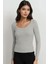 Kadın Basics Pamuk Karışımlı Tişört Açık Gri 1