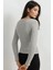 Kadın Basics Pamuk Karışımlı Tişört Açık Gri 3