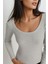 Kadın Basics Pamuk Karışımlı Tişört Açık Gri 6