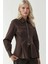 Kadın Fermuar Detaylı Uzun Kollu Gömlek Kahve Kahvesi 5