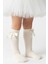 Kız Çocuk Fiyonk Detaylı Diz Altı Çorap / Ekru 4