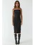 Kadın Degaje Yaka Bodycon Midi Elbise Siyah 13