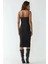 Kadın Degaje Yaka Bodycon Midi Elbise Siyah 17