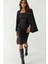 Kadın Degaje Yaka Bodycon Midi Elbise Siyah 19