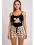 Renkli Ayıcık Desenli Askılı Şortlu Kadın Pijama Takımı 1