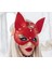 Dodes Fantezi Deri Seksi Kırmızı Kedi Maske Kelepçe Kırbaç Seti ( 3'lü Set) TG275367 3